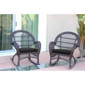 Propation W00208-R-2-FS017-CS Espresso Wicker Rocker Chair with Black Cushion PR1081367